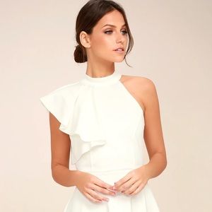 White One-Shoulder Skater Dress